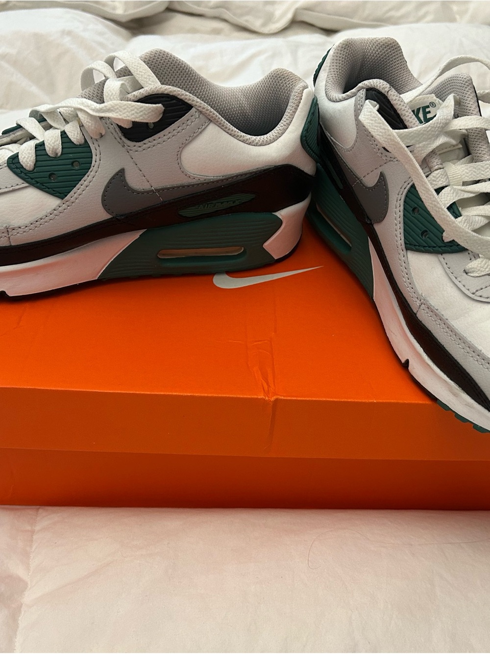 Nike Woman’s Air Max Sneakers - White, Dark Green & Gray